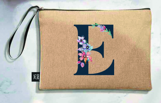 Bolso de mano letra e una pieza (diseño variado) (25×18×1 )